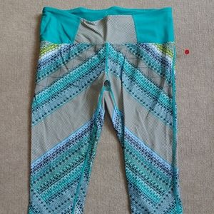 Prana Rai Swim Bottom Surf Yoga Capri Leggings Womens Sz M Teal Multi W4RAIN115